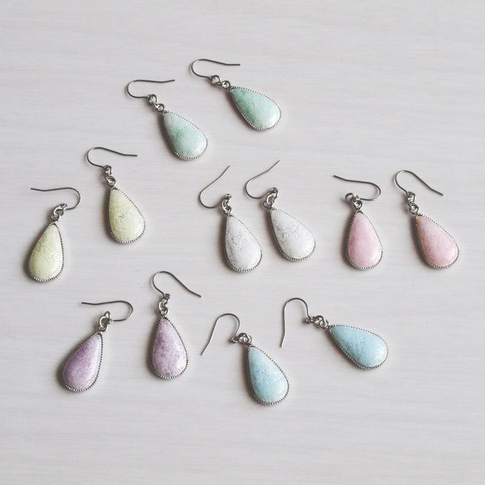 [ACCESSORY] DROP PIERCED EARRINGS HAKU (6 COLORS) | OWARI CLOISONNE