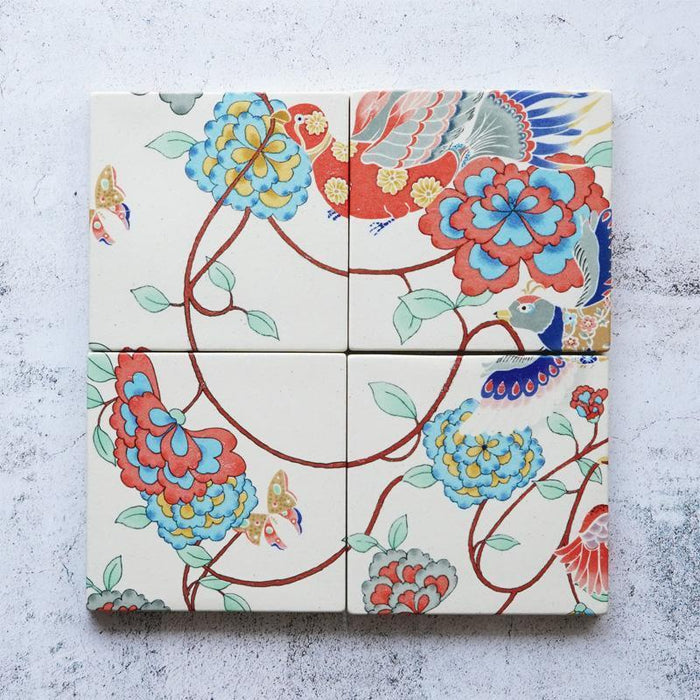 [ART PANEL, DISH] KEMONODE CERAMIC TILE NO.2 | MORPHOSHERE | KYOTO YUZEN DYEING