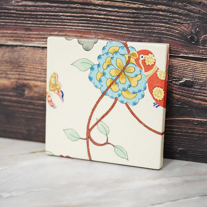 [ART PANEL, DISH] KEMONODE CERAMIC TILE NO.2 | MORPHOSHERE | KYOTO YUZEN DYEING