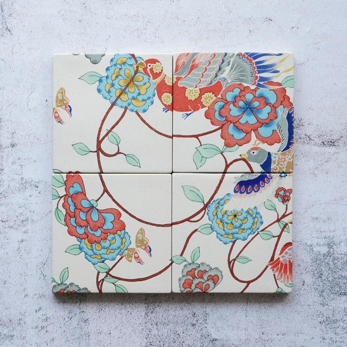 [ART PANEL, DISH] KEMONODE CERAMIC TILE NO.4 | MORPHOSHERE | KYOTO YUZEN DYEING