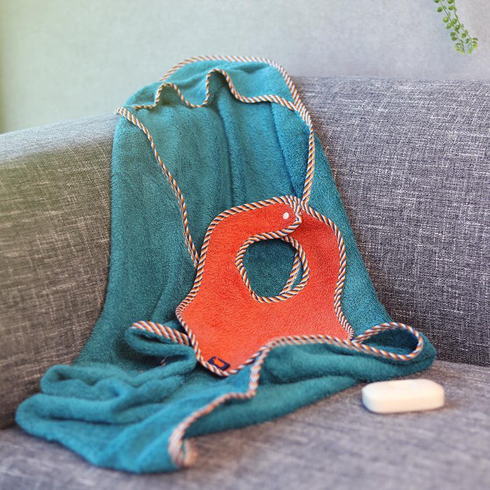 [BABY GIFT SET] SWADDLE * 1 (CARIBBEAN BLUE) / BIB * 1 (ORANGE) | ORGANIC TOWEL | HIPPOPOTAMUS
