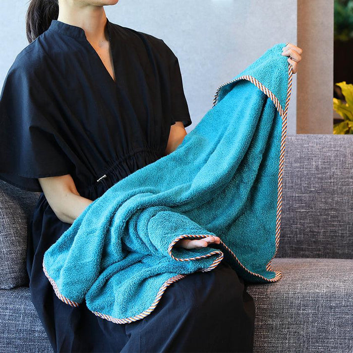 [BABY GIFT SET] SWADDLE * 1 (CARIBBEAN BLUE) / BIB * 1 (ORANGE) | ORGANIC TOWEL | HIPPOPOTAMUS