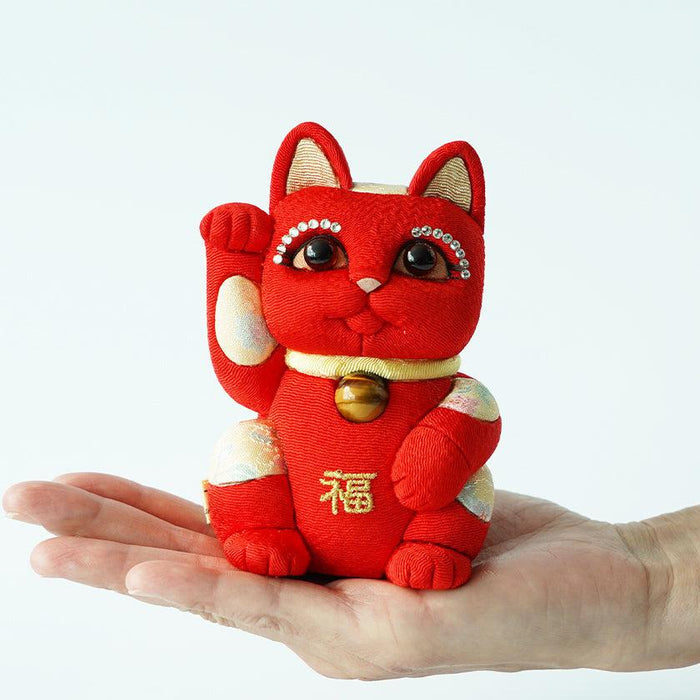 [BECKONING (LUCKY) CAT] MANEKI NEKO FENG SHUI DX RED (M) | EDO ART DOLLS | KAKINUMA DOLLS