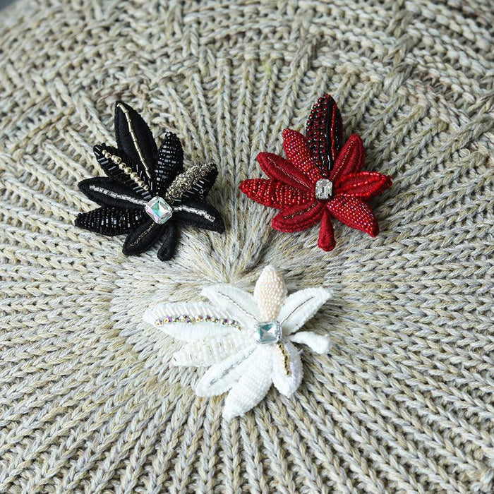 [BROOCH] TINT LEAF THREE BLACK | KYOTO YUZEN DYEING | MORPHOSPHERE