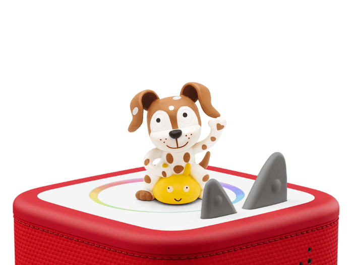 Canciones Infantiles Favoritas: Canciones Para Jugar en Español Tonie on a red Toniebox 2 ready to play audio stories and songs
