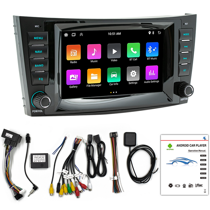 Car Multimedia Player For W211 IPS Screen Android 13 Wireless Carplay and Wireless Android Auto DSP wifi gps