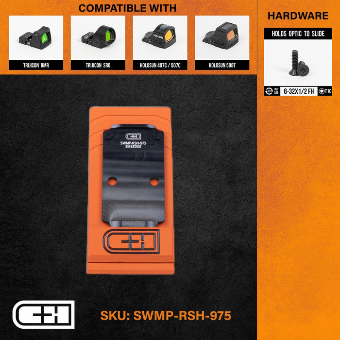 C&H Adapter Plate For S&W M2.0™ C.O.R.E. To Fit Trijicon RMR / SOR, Holosun 507C/407c/508C/508T-Optics Force