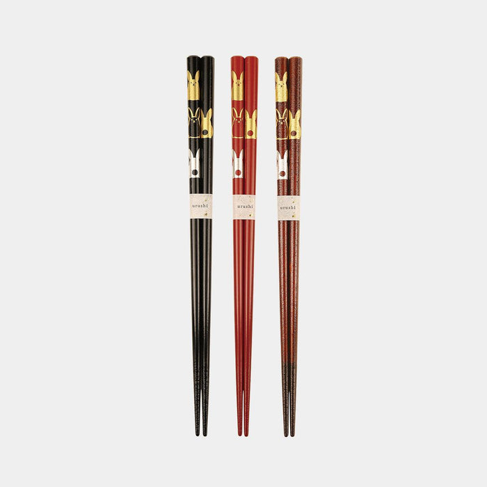[CHOPSTICKS] AUSPICIOUS MOTIFS RABBIT | NOTO HIBA LACQUERED CHOPSTICKS | HASHIMOTO KOUSAKU SIKKI