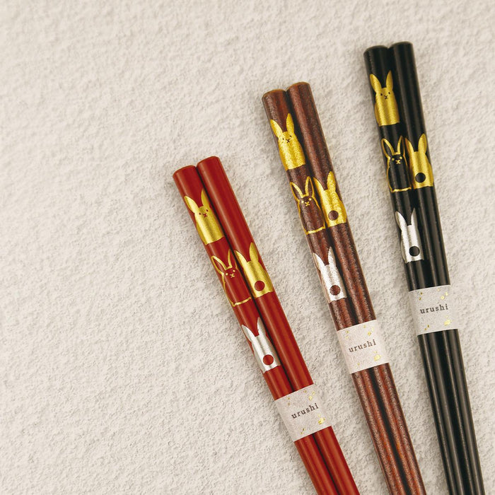[CHOPSTICKS] AUSPICIOUS MOTIFS RABBIT | NOTO HIBA LACQUERED CHOPSTICKS | HASHIMOTO KOUSAKU SIKKI