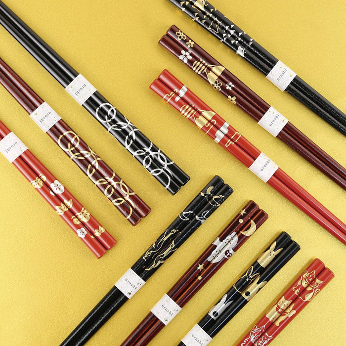 [CHOPSTICKS] AUSPICIOUS MOTIFS RABBIT | NOTO HIBA LACQUERED CHOPSTICKS | HASHIMOTO KOUSAKU SIKKI
