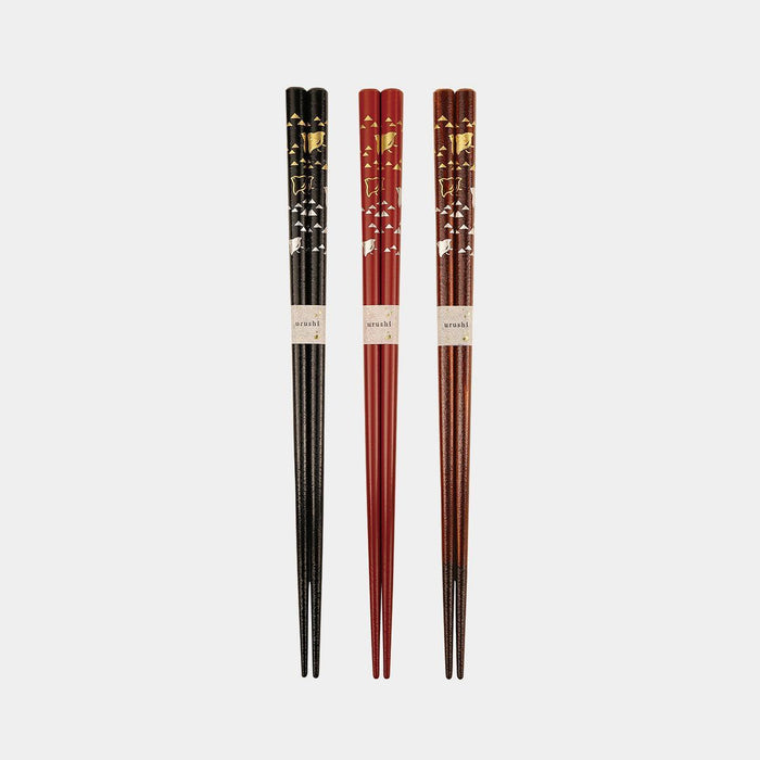 [CHOPSTICKS] AUSPICIOUS MOTIFS WAVES AND PLOVERS | NOTO HIBA LACQUERED CHOPSTICKS | HASHIMOTO KOUSAKU SIKKI