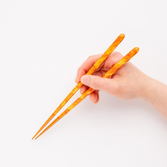 [CHOPSTICKS] COLOR BRUSH (ORANGE) WITH CHOPSTICK REST (22.5cm) | CHOPSTICKS OF WAKASA | CRYSTAL