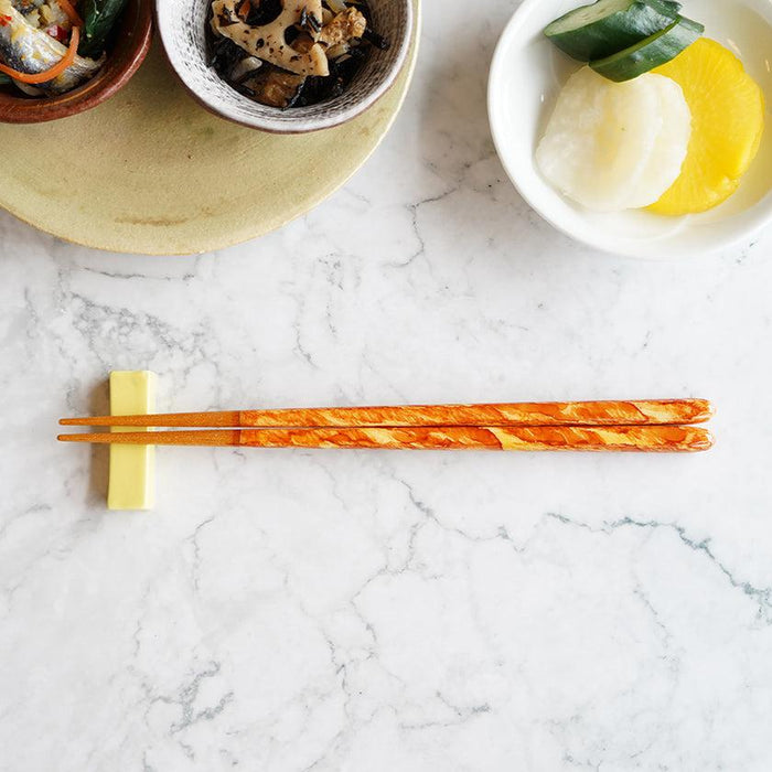 [CHOPSTICKS] COLOR BRUSH (ORANGE) WITH CHOPSTICK REST (22.5cm) | CHOPSTICKS OF WAKASA | CRYSTAL