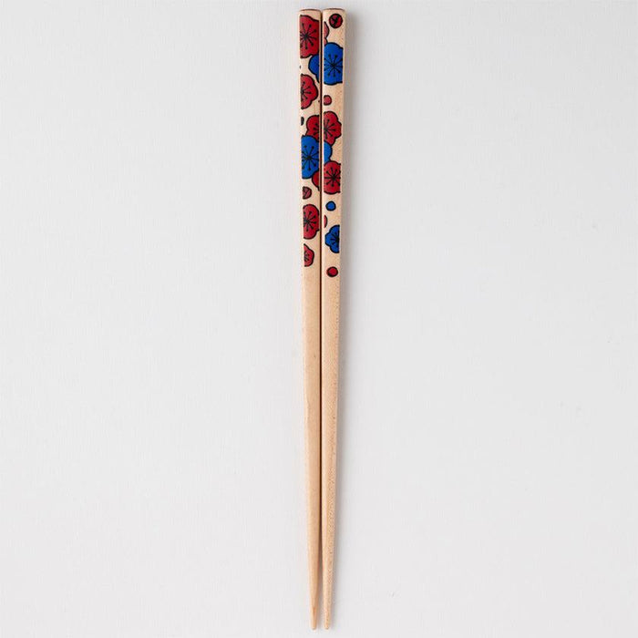 [CHOPSTICKS] KUTANI SEAL FLOWER UME PLUM (22.5cm) CHOPSTICK REST & GIFT BOX SET | MATSUKAN | WAKASA LACQUERED CHOPSTICKS