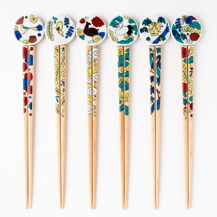 [CHOPSTICKS] KUTANI SEAL FLOWER UME PLUM (22.5cm) CHOPSTICK REST & GIFT BOX SET | MATSUKAN | WAKASA LACQUERED CHOPSTICKS