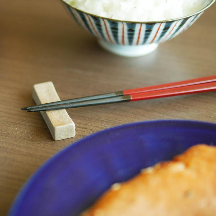 [CHOPSTICKS] PAIR KOKUTAN PENTAGON WITH CHOPSTICK REST (21.5, 23.0cm) | WAKASA LACQUERED CHOPSTICKS