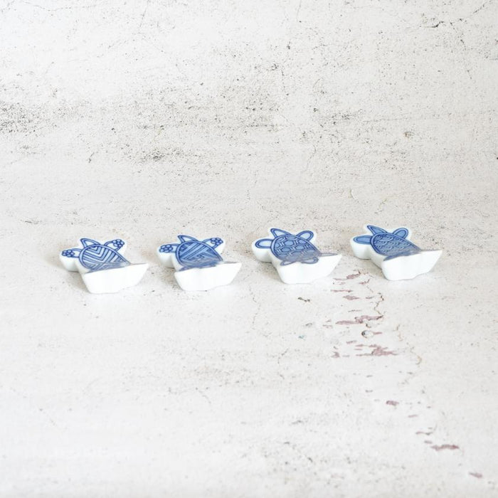 [CHOPSTICKS REST SET] 4 PIECES TURTLE | MIKAWACHI WARE | HIRADOSHOUZAN