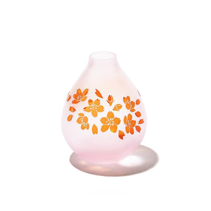 [CHOUKOKU GLASSES (CARVING) YUME GLASS] SAKURA DROP SINGLE-FLOWER VASE | TABLEAU
