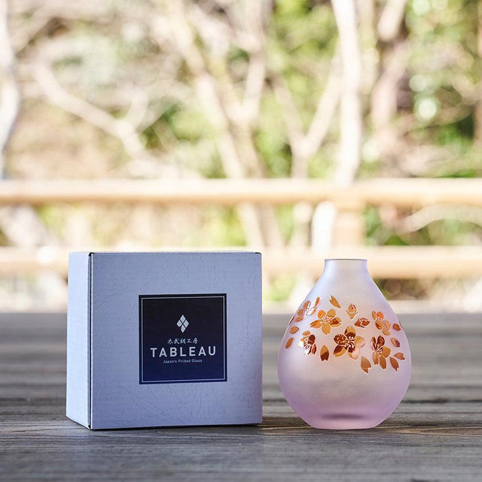 [CHOUKOKU GLASSES (CARVING) YUME GLASS] SAKURA DROP SINGLE-FLOWER VASE | TABLEAU