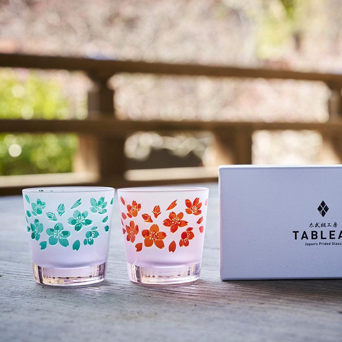 [CHOUKOKU GLASSES (CARVING) YUME GLASS] SAKURA FREE CUP PAIR | TABLEAU