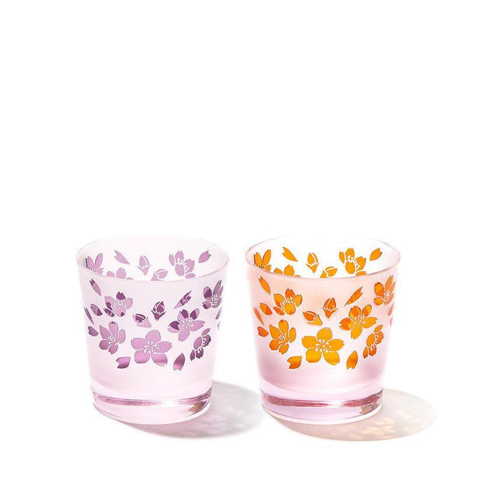 [CHOUKOKU GLASSES (CARVING) YUME GLASS] SAKURA FREE CUP PAIR | TABLEAU