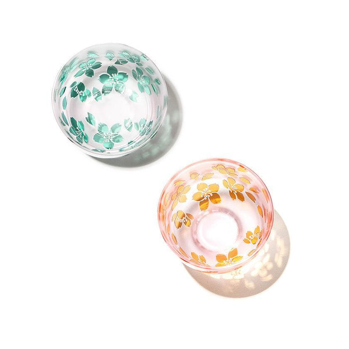 [CHOUKOKU GLASSES (CARVING) YUME GLASS] SAKURA SAKE CUP PAIR (CAPACITY 80ML) | TABLEAU