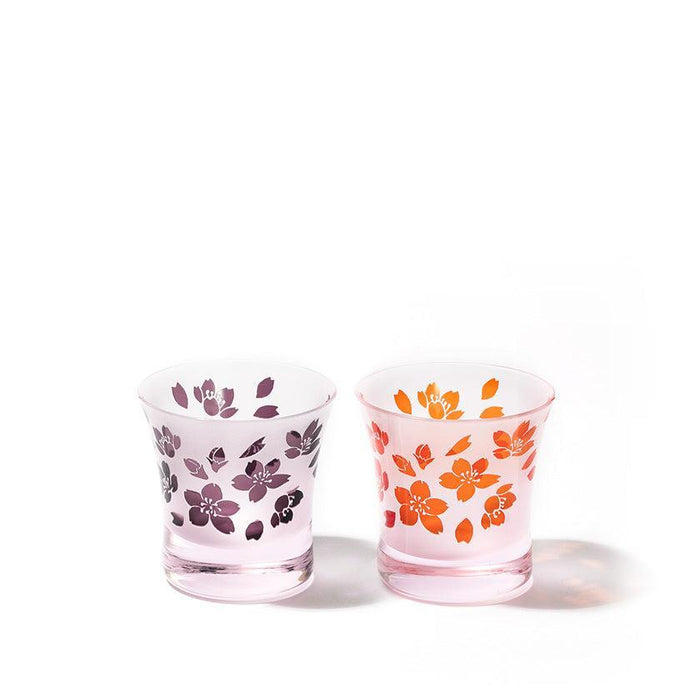 [CHOUKOKU GLASSES (CARVING) YUME GLASS] SAKURA SAKE CUP PAIR(CAPACITY 90ML) | TABLEAU