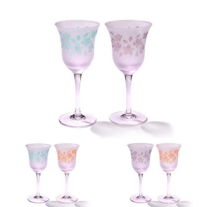 [CHOUKOKU GLASSES (CARVING) YUME GLASS] SAKURA WINE GLASS PAIR | TABLEAU