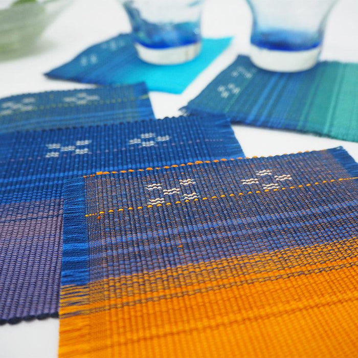 [COASTER] SEA GRADUATION 2-PIECE SET (ORANGE) | YAEYAMA MINSAH (TEXTILES) | AZAMIYA