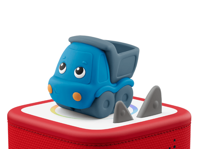 My First Tonies - Construction Set Dump Truck on a red Toniebox 2 rated for ages 1+