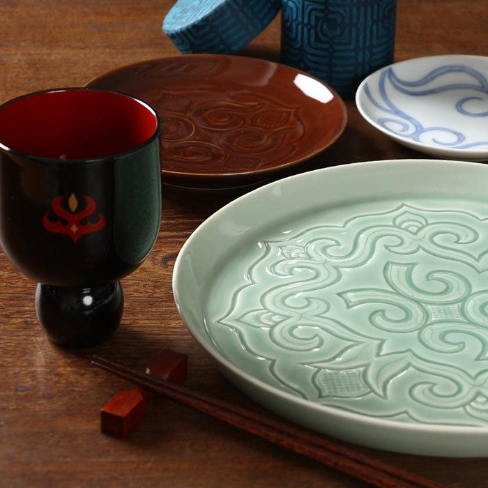 Ainu lacquerware cup displayed in a Japanese tableware table setting | CIKARPE AKAN, Hokkaido