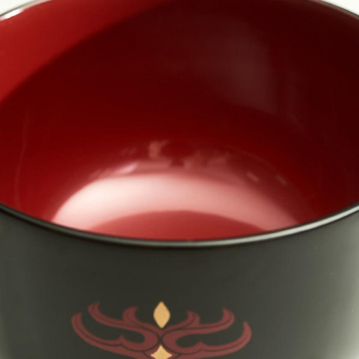 Black and red lacquerware bowl with Ainu motif design | CIKARPE AKAN, Hokkaido