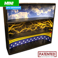 DC - MINI Display Case for Small Toys with 3 Backdrop Inserts, Corrugated Cardboard - Display Geek