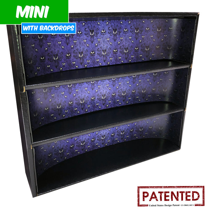 HAUNTED MANSION - MINI Display Case for Small Toys with 3 Backdrop Inserts, Corrugated Cardboard - Display Geek