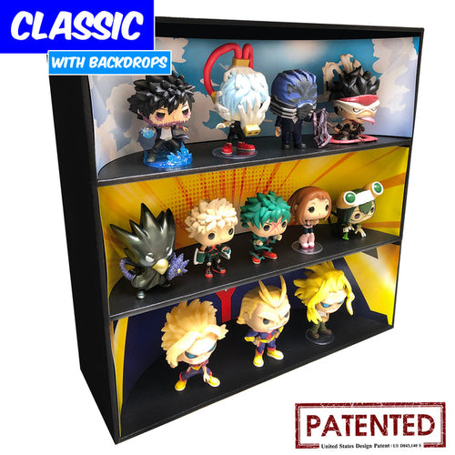 **BACK IN STOCK MAY 13TH** MY HERO ACADEMIA - Display Case for Funko Pops with 3 Backdrop Inserts, Corrugated Cardboard - Display Geek