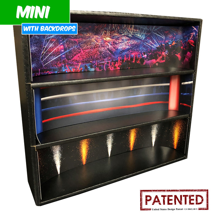 WWE - MINI Display Case for Small Toys with 3 Backdrop Inserts, Corrugated Cardboard - Display Geek