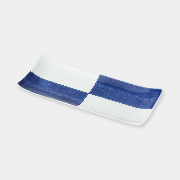 [DISH SETS] CHECKERED PATTERN OBLONG DISH SET OF 3 | HASAMI WARES| SAIKAI TOKI
