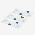 [DISH SETS] TWO-COLOR ROUND PATTERN LONG RECTANGULAR DISH SET OF 3 (BLUE) | HASAMI WARES| SAIKAI TOKI