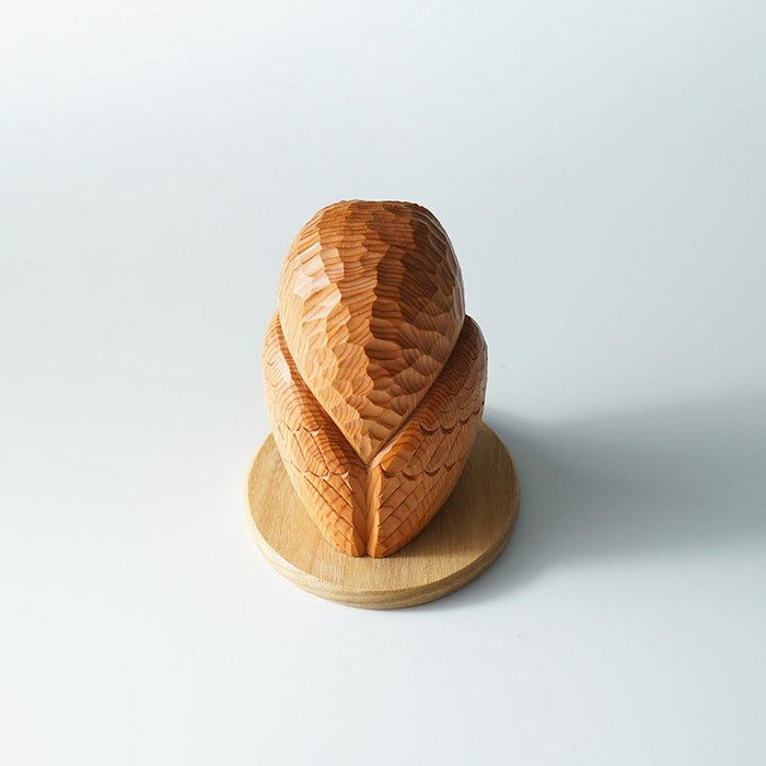 Hand-carved wooden owl ornament, Ichii Itto Bori wood carving | Hiroshi Washizuka, Japan