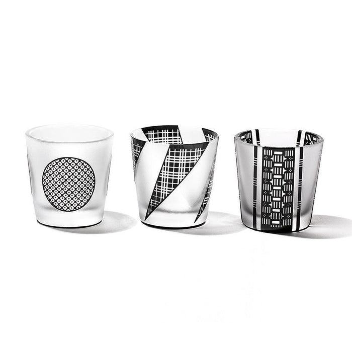[EDO GLASS] KOMON "KANOKO" "TRIPLE LINE CHECK" "ALLOCATION" FREE CUP BLACK | TABLEAU