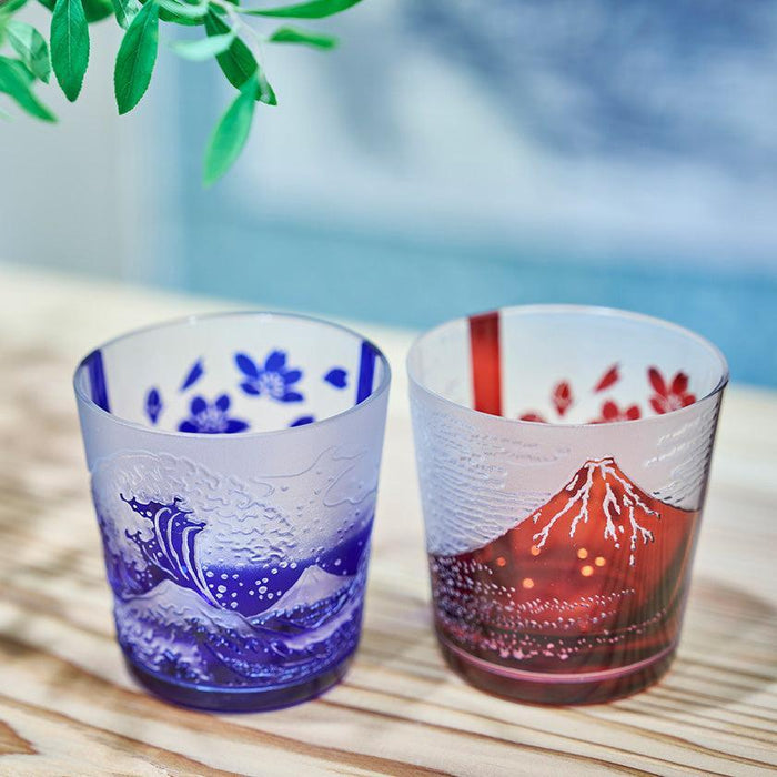 [EDO GLASS] RED FUJI "MT. FUJI" AND SAKURA FREE CUP | TABLEAU