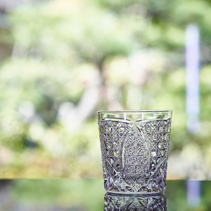 [EDO KIRIKO] KIKUTSUNAGI AND KAGOME OLD-FASHIONED GLASS | TABLEAU