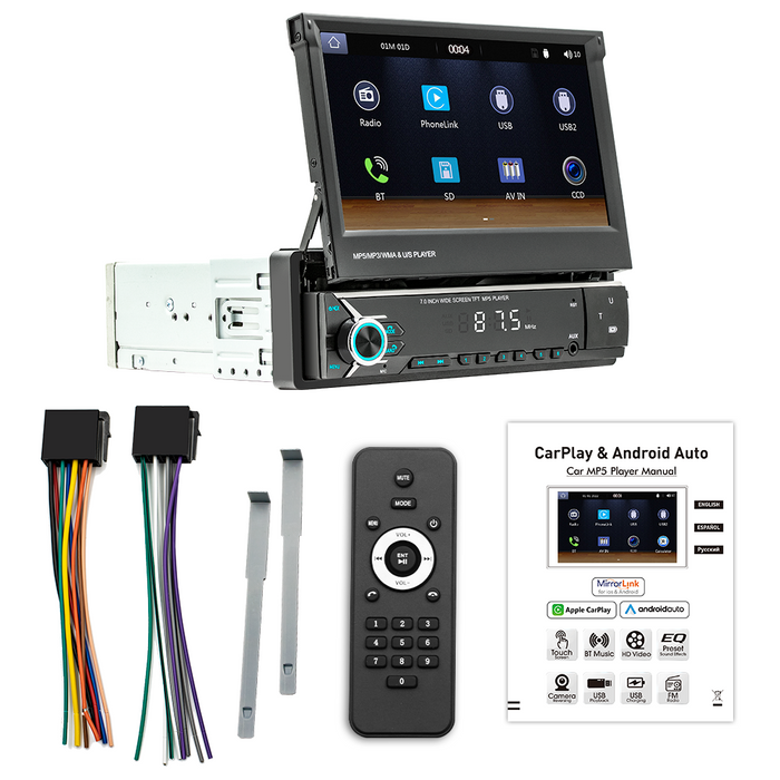 Factory Single Din Car stereo with carplay and android auto 7 inch HD screen bluetooth head unit