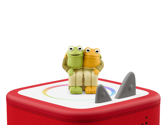 Frog and Toad Tonie on a red Toniebox 2 ready to play audio stories and songs