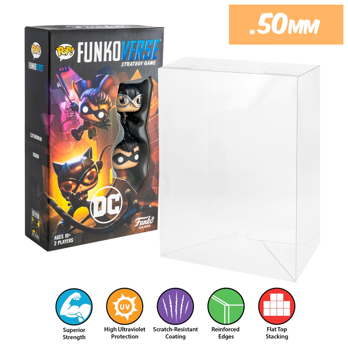 FUNKOVERSE Pop Protectors for Tall Funko Board Games, 50mm thick popshield vaulted vinyl