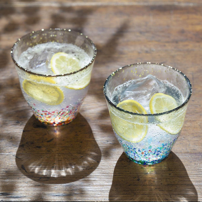 [GLASS] MATSURI PAIR OF ROCK GLASS GOLDEN ACCENTS | TSUGARU VIDRO| ADERIA