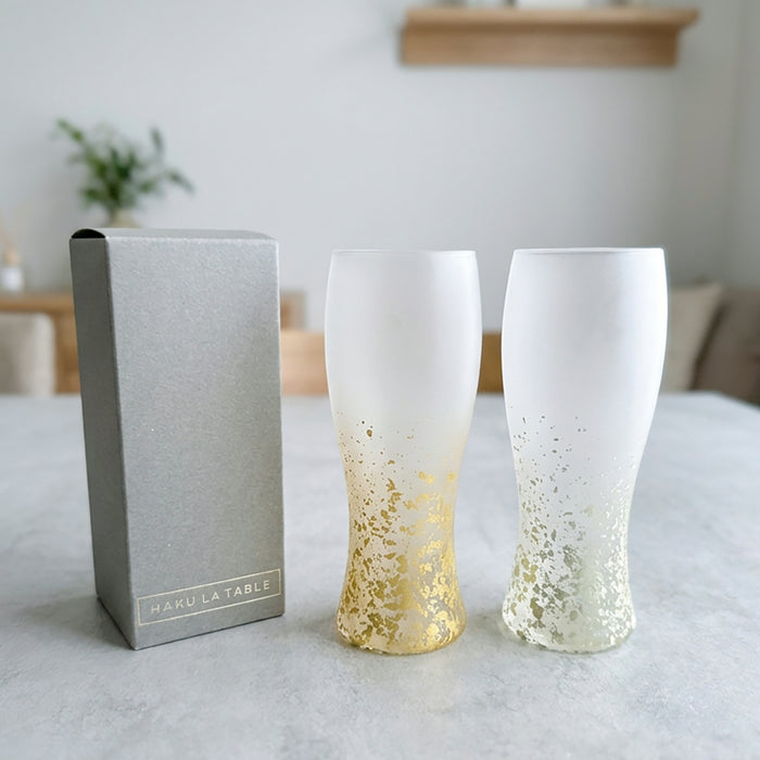 [GLASS] STARDUST AKARI BEER GLASS | KANAZAWA GOLD LEAF | HAKUICHI
