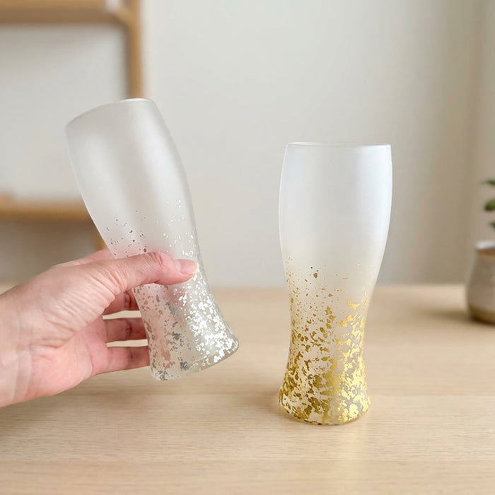 [GLASS] STARDUST AKARI BEER GLASS | KANAZAWA GOLD LEAF | HAKUICHI