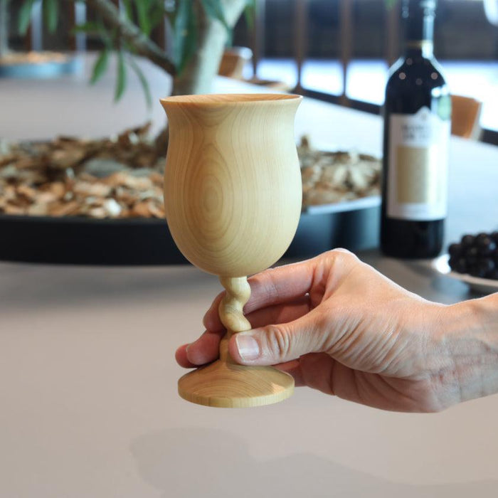 [GLASS] WINE GLASS WOODEN TWIST GOBLET | WOODWORKING | KINO-SACHI