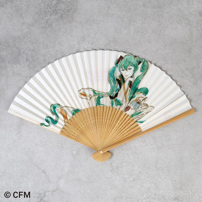 Hatsune Miku folding fan with anime illustration on white paper, bamboo ribs | Kyoto folding fan, Hatsune Koubou